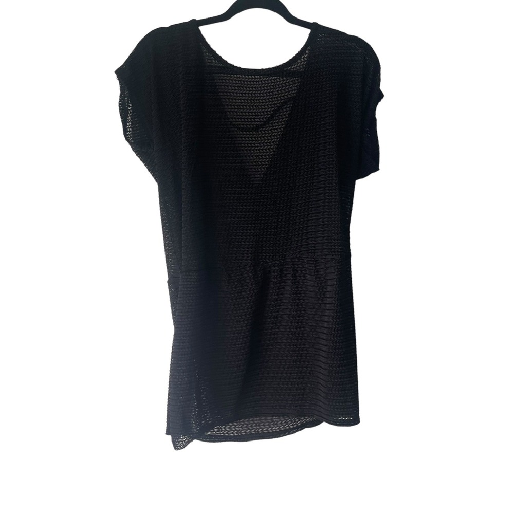 Jordan Taylor Collection Black Mesh Knit Surplice V-Neck Tunic Cover Up Top